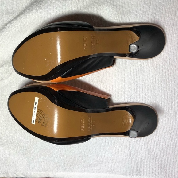 Fendi Tan, Black, and Orange Colorblock Pumps - Picture 5 of 6